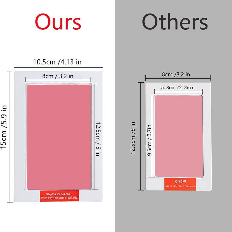 LelonHo 2 Pack Large Inkless Hand and Footprint Kit Clean Touch Ink Pad for Baby Pet Paw Print Kit(1 Pink and 1 Red Ink Pads,4 Imprint Cards) - Image 2